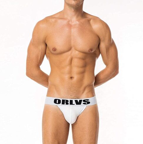ORLVS Men's Underwear Jockstrap Athletic Supporters,3-Pack Cotton Low Rise Stretch Multipack Performance G-String (Medium,Black/White/Dark Blue(3-Pack)) in Saudi Arabia