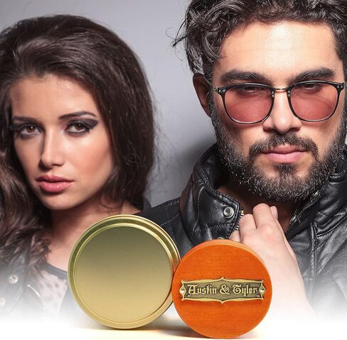 فرشاة زيت اللحية للرجال - شعر حصان طبيعي 100% - صندوق هدايا - علبة سفر من الألومنيوم الذهبي - مقبض مريح من خشب القيقب الصلب الريفي - شعار معدني برونزي عتيق - أمشاط في زيت اللحية والبلسم وشمع الشارب in Kuwait