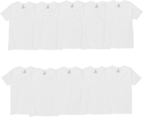 Hanes Men's 10-Pack Tagless V-Neck Shirts, White, Medium in Saudi Arabia