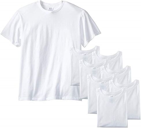 Fruit of the Loom Men's Softer Crew T-Shirt(Pack of 8) (White: 100% Cotton Crewnecks, Large) in Saudi Arabia