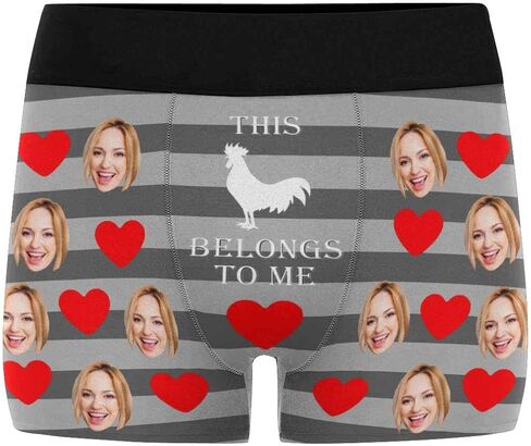 Personalized Mens Boxer Briefs, Face on Novelty Shorts Underpants for Boyfriend Husband This Rooster Belongs to Me Black in Saudi Arabia