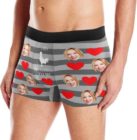 Personalized Mens Boxer Briefs, Face on Novelty Shorts Underpants for Boyfriend Husband This Rooster Belongs to Me Black in Saudi Arabia