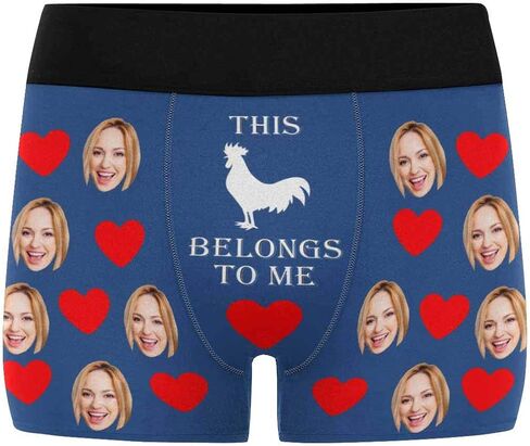 Personalized Mens Boxer Briefs, Face on Novelty Shorts Underpants for Boyfriend Husband This Rooster Belongs to Me Black in Saudi Arabia