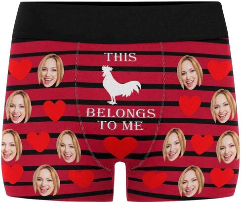 Personalized Mens Boxer Briefs, Face on Novelty Shorts Underpants for Boyfriend Husband This Rooster Belongs to Me Black in Saudi Arabia