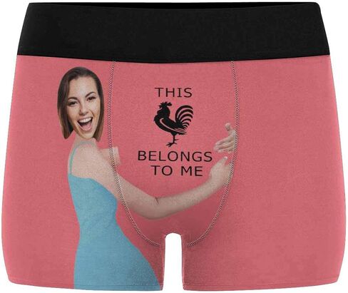 Personalized Mens Boxer Briefs, Face on Novelty Shorts Underpants for Boyfriend Husband This Rooster Belongs to Me Black in Saudi Arabia
