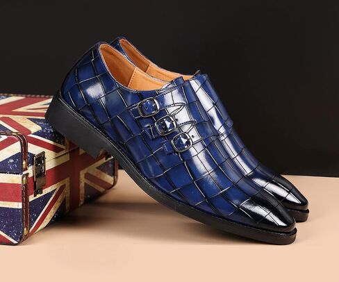 Santimon Men's Dress Loafer Shoes Monk Strap Slip On Formal Business Buckle Oxfords in Saudi Arabia