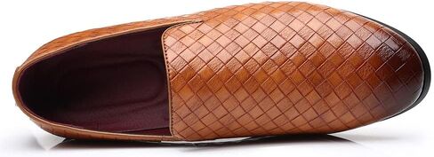 Santimon Men's Woven Moccasin Smoking Loafers Dress Casual Easy Slip-On Leather Formal Lightweight Driving Walking Shoes in Kuwait