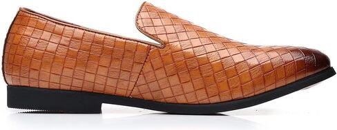 Santimon Men's Woven Moccasin Smoking Loafers Dress Casual Easy Slip-On Leather Formal Lightweight Driving Walking Shoes in Kuwait