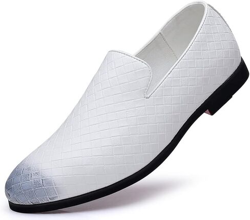 Santimon Men's Woven Moccasin Smoking Loafers Dress Casual Easy Slip-On Leather Formal Lightweight Driving Walking Shoes in Kuwait