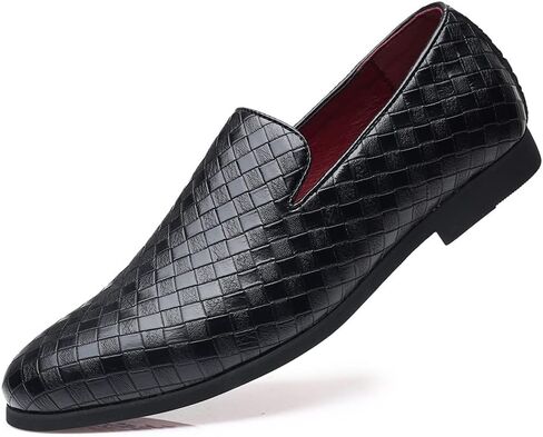 Santimon Men's Woven Moccasin Smoking Loafers Dress Casual Easy Slip-On Leather Formal Lightweight Driving Walking Shoes in Saudi Arabia
