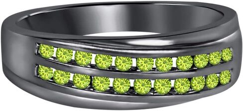 Gold & Diamonds Jewellery 0.87Ctw Gemstone 14K Black Gold Over .925 Sterling Silver Two Rows Half Eternity Wedding Ring for Men's in Kuwait