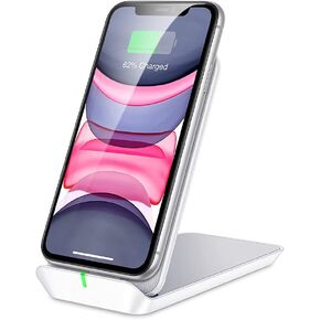 شاحن لاسلكي قابل للطي ESR، حامل ووسادة شحن لاسلكي سريع، شحن سريع متوافق مع Galaxy S20/S20+/S20 Ultra/Note10، iPhone SE/11/11 Pro/11 Pro Max/XS، 5 وات لبكسل 3/4، أبيض in Kuwait