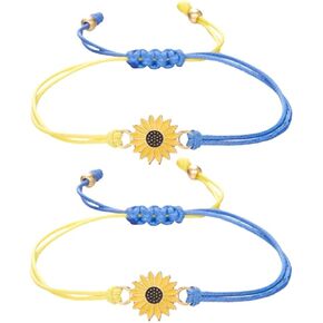 COLORFUL BLING 1/2/4/8 Pcs Set Ukraine Bracelet Handmade Support Ukraine Jewelry Peace Sunflower Bracelet Yellow Blue Color for Women Men Kids Pray for Ukraine