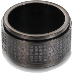 JAJAFOOK 12mm Wide Stainless Steel Chinese Heart Sutra Engraved Buddhist Spinning Ring Bands for Men in Kuwait