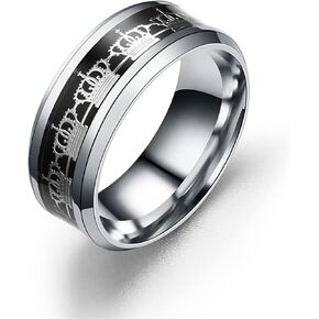 JAJAFOOK 8mm Stainless Steel Titanium Ring Crown Pattern Ring Set Metal Anniversary Ring Size 6-13 in Saudi Arabia