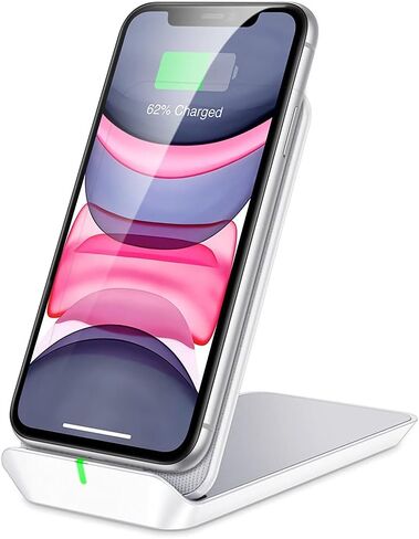 شاحن لاسلكي قابل للطي ESR، حامل ووسادة شحن لاسلكي سريع، شحن سريع متوافق مع Galaxy S20/S20+/S20 Ultra/Note10، iPhone SE/11/11 Pro/11 Pro Max/XS، 5 وات لبكسل 3/4، أبيض in Saudi Arabia