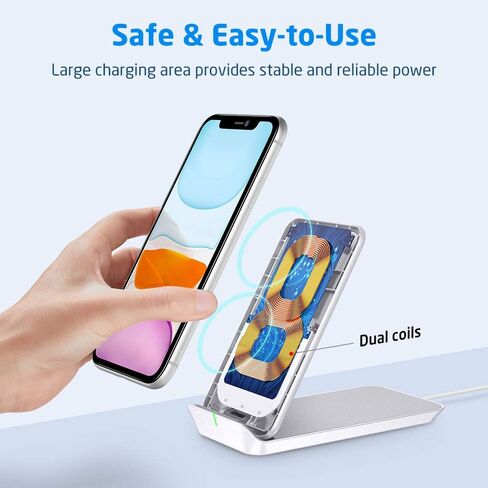 شاحن لاسلكي قابل للطي ESR، حامل ووسادة شحن لاسلكي سريع، شحن سريع متوافق مع Galaxy S20/S20+/S20 Ultra/Note10، iPhone SE/11/11 Pro/11 Pro Max/XS، 5 وات لبكسل 3/4، أبيض in Saudi Arabia