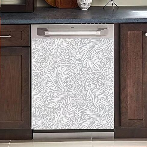 Kitchen Decor Colorful Flower Bird Magnetic Dishwasher Decal, Fridge Door Cover Vinyl Appliance Sticker, (Magnetic, 23" W x 26" H inches) in Kuwait
