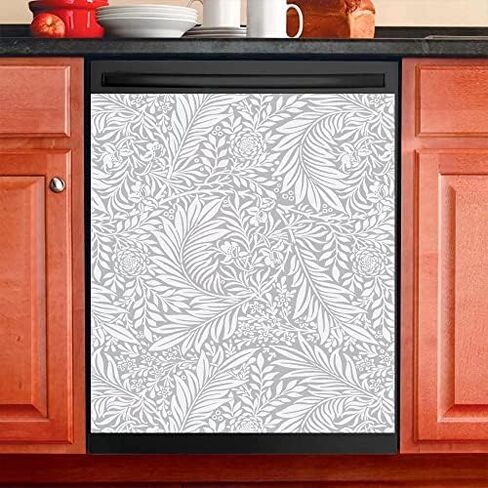Kitchen Decor Colorful Flower Bird Magnetic Dishwasher Decal, Fridge Door Cover Vinyl Appliance Sticker, (Magnetic, 23" W x 26" H inches) in Kuwait