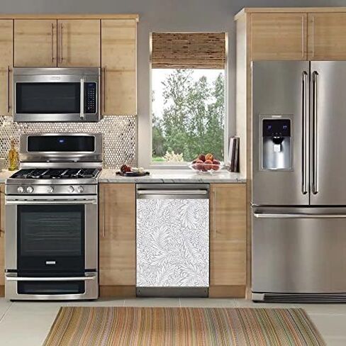 Kitchen Decor Colorful Flower Bird Magnetic Dishwasher Decal, Fridge Door Cover Vinyl Appliance Sticker, (Magnetic, 23" W x 26" H inches) in Kuwait