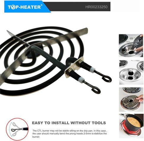 TOP-HEATER 233250(MP21YA) مجموعة وحدة الموقد الكهربائي مقاس 8 بوصات من أجل Whirlpool KitchenAid Maytag Norge Range Stove Fit MP22YA استبدال الموقد الكهربائي بعنصر السطح 4 دورات، حزمة واحدة in Kuwait