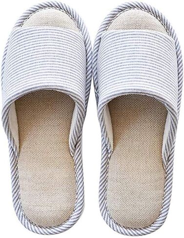 Women Mens Unisex Washable Cotton Open-Toe Home Slippers Indoor Shoes Casual Flax Soft Non-Slip Sole Shoes in Kuwait