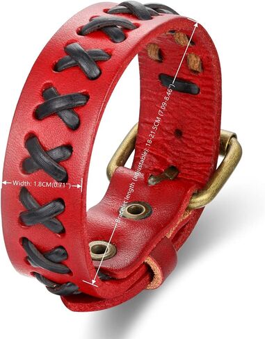 Mens Leather Wristband Bangle Bracelet Interwoven with Black Leather, Buckle Clasp, Cool Stylish in Saudi Arabia