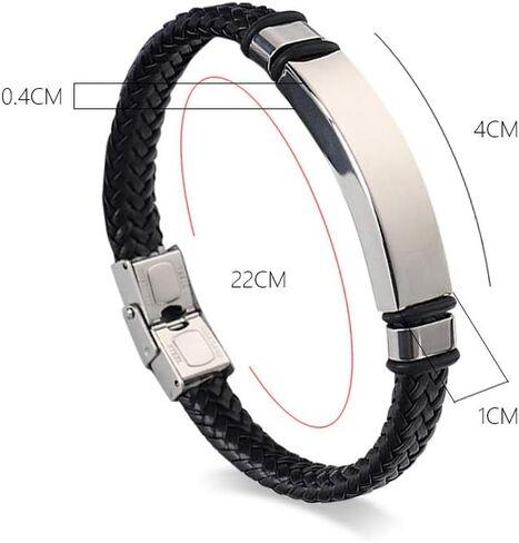 VVOFR Never Give Up -Morse Code Men Bracelet Hidden Secret Message PU Leather Stainless Steel Engraved Bracelet in Saudi Arabia
