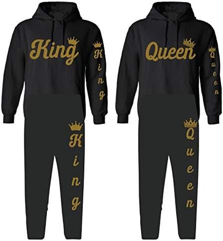King & queen matching outfit for couple hoodie and sweatpants sweatsuit in Saudi Arabia