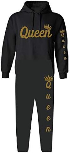 King & queen matching outfit for couple hoodie and sweatpants sweatsuit in Saudi Arabia