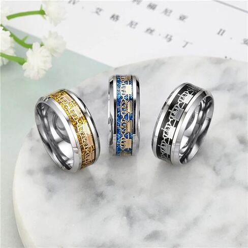 JAJAFOOK 8mm Stainless Steel Titanium Ring Crown Pattern Ring Set Metal Anniversary Ring Size 6-13 in Saudi Arabia
