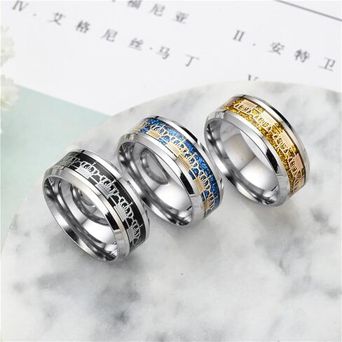 JAJAFOOK 8mm Stainless Steel Titanium Ring Crown Pattern Ring Set Metal Anniversary Ring Size 6-13 in Saudi Arabia