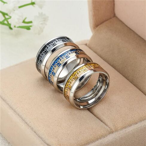 JAJAFOOK 8mm Stainless Steel Titanium Ring Crown Pattern Ring Set Metal Anniversary Ring Size 6-13 in Saudi Arabia