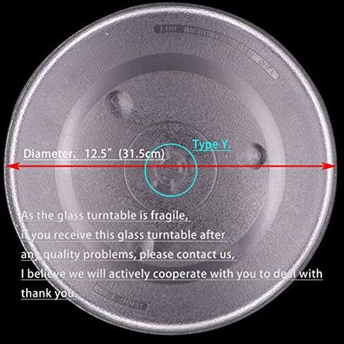 12.5" Microwave Turntable Glass Plate Replacement for Panasonic 12570000008334 & Frigidaire 5304509437 - Y-Bottom General, Heat-Resistant & Universal Fit (12.5 Inch) in Kuwait