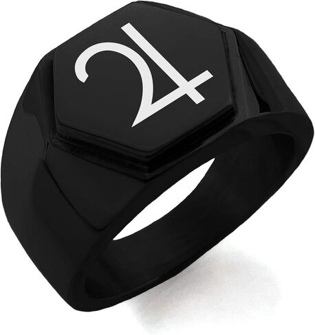 Stainless Steel Solar System Planetary Jupiter Hexagon Crest Flat Top Biker Style Polished Ring in Saudi Arabia