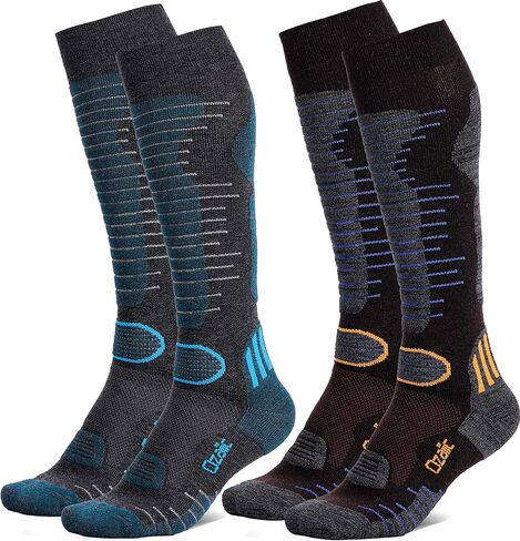 Merino Wool Ski Socks Mens Womens 2 Pairs for Skiing, Snowboarding, Thermal Knee High Winter Warm Sports Performance Socks in Kuwait