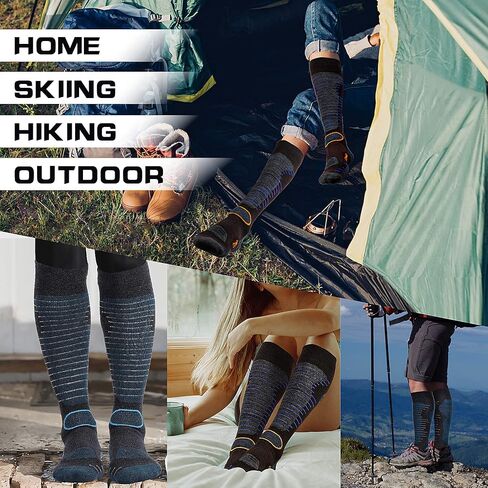 Merino Wool Ski Socks Mens Womens 2 Pairs for Skiing, Snowboarding, Thermal Knee High Winter Warm Sports Performance Socks in Kuwait