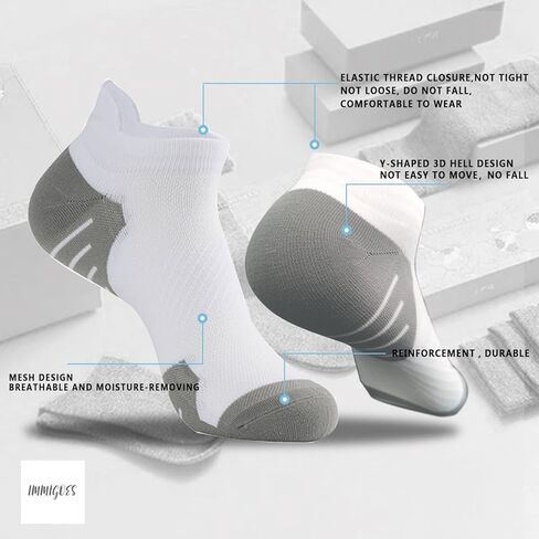 جوارب رياضية للجري من IMMIGOSE للرجال والنساء، جوارب للكاحل، جوارب منخفضة القطع، 4 أزواج in Kuwait