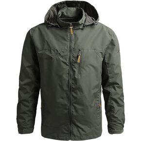 Lu's Chic Men's Windproof Jacket Hoodie Windbreaker Hiking Coat Sportswear Wind Resistant Pockets in Saudi Arabia