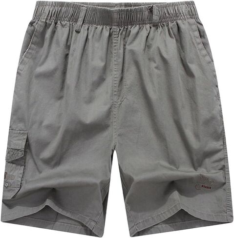 YGT Men's Cotton Full Elastic Waist Cargo Performance Baseline Short in Kuwait