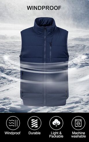 Chrisuno Men's Lightweight Winter Puffer Ski Vest Jacket Packable Outerwear in Saudi Arabia