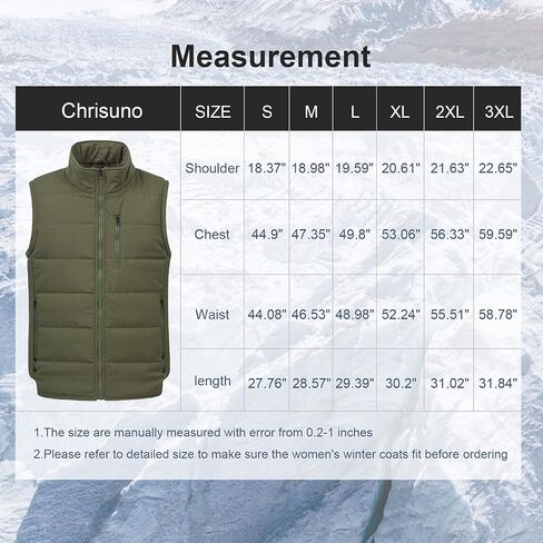 Chrisuno Men's Lightweight Winter Puffer Ski Vest Jacket Packable Outerwear in Kuwait