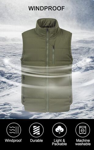 Chrisuno Men's Lightweight Winter Puffer Ski Vest Jacket Packable Outerwear in Kuwait