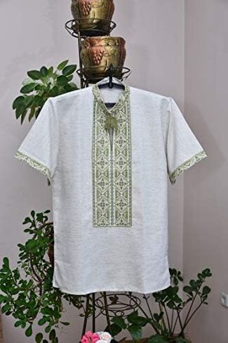 Ukrainian Embroidered Half Sleeve Shirt, Sorochka for Men, Ethnic New Traditional Patriotic in Saudi Arabia