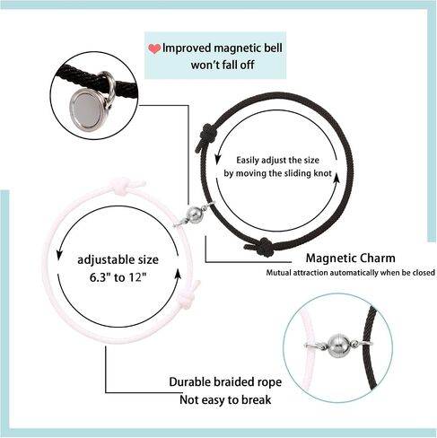 MHnicesoul Magnetic mutual attraction couple bracelet set, Men and Women Valentine's Day Gifts, for boyfriend and girlfriend, eternal love vow, Adjustable in Kuwait