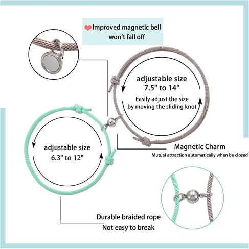 MHnicesoul Magnetic mutual attraction couple bracelet set, Men and Women Valentine's Day Gifts, for boyfriend and girlfriend, eternal love vow, Adjustable in Kuwait