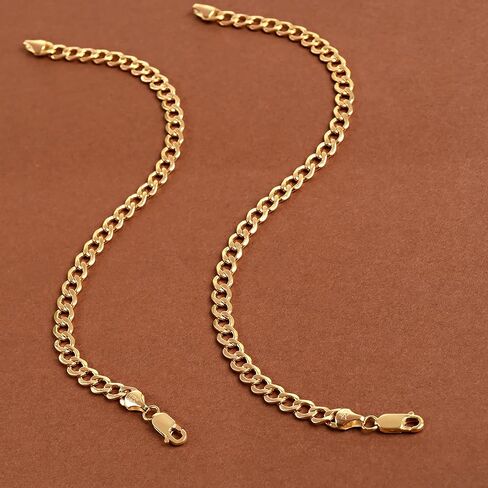 مجموعة أساور سلسلة مملوءة بالذهب من Jewelry Atelier - أساور سلسلة ميامي كوبية مملوءة بالذهب الأصفر الصلب عيار 14 قيراط للنساء والرجال بأحجام مختلفة (4.5 مم، 5.5 مم) in Kuwait