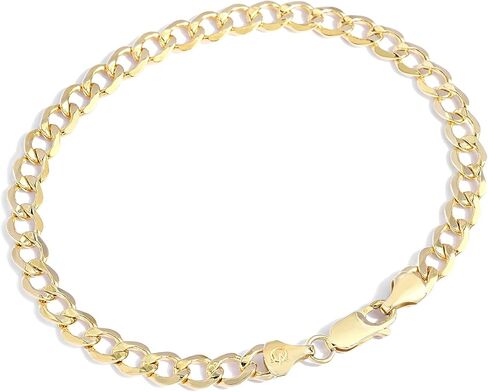 مجموعة أساور سلسلة مملوءة بالذهب من Jewelry Atelier - أساور سلسلة ميامي كوبية مملوءة بالذهب الأصفر الصلب عيار 14 قيراط للنساء والرجال بأحجام مختلفة (4.5 مم، 5.5 مم) in Kuwait