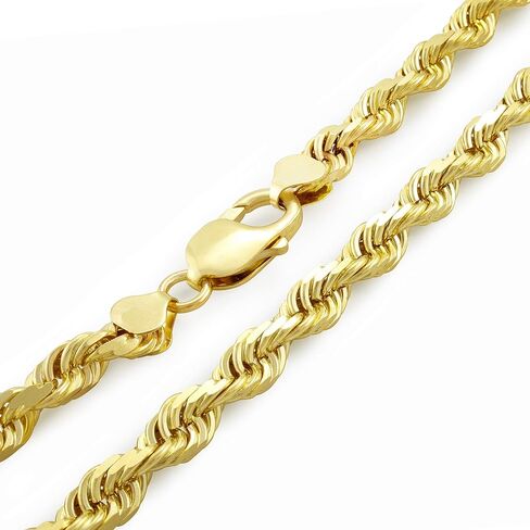 Nuragold 14k Yellow Gold 7mm Solid Rope Chain Diamond Cut Bracelet, Mens Jewelry Lobster Clasp 8" 8.5" 9" in Kuwait