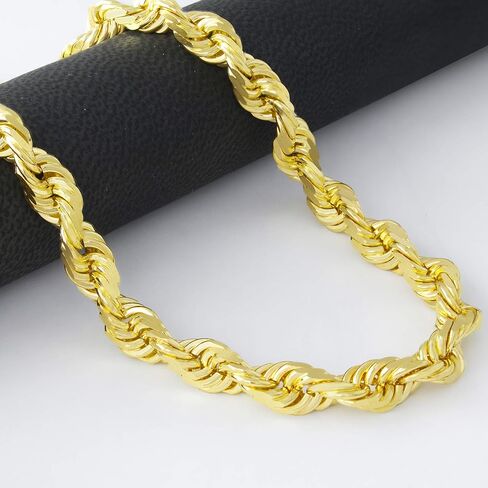 Nuragold 14k Yellow Gold 7mm Solid Rope Chain Diamond Cut Bracelet, Mens Jewelry Lobster Clasp 8" 8.5" 9" in Kuwait